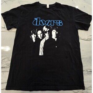The Doors Shirt Mens Medium Black Band Graphic Rock T-Shirt Tee Classic Logo